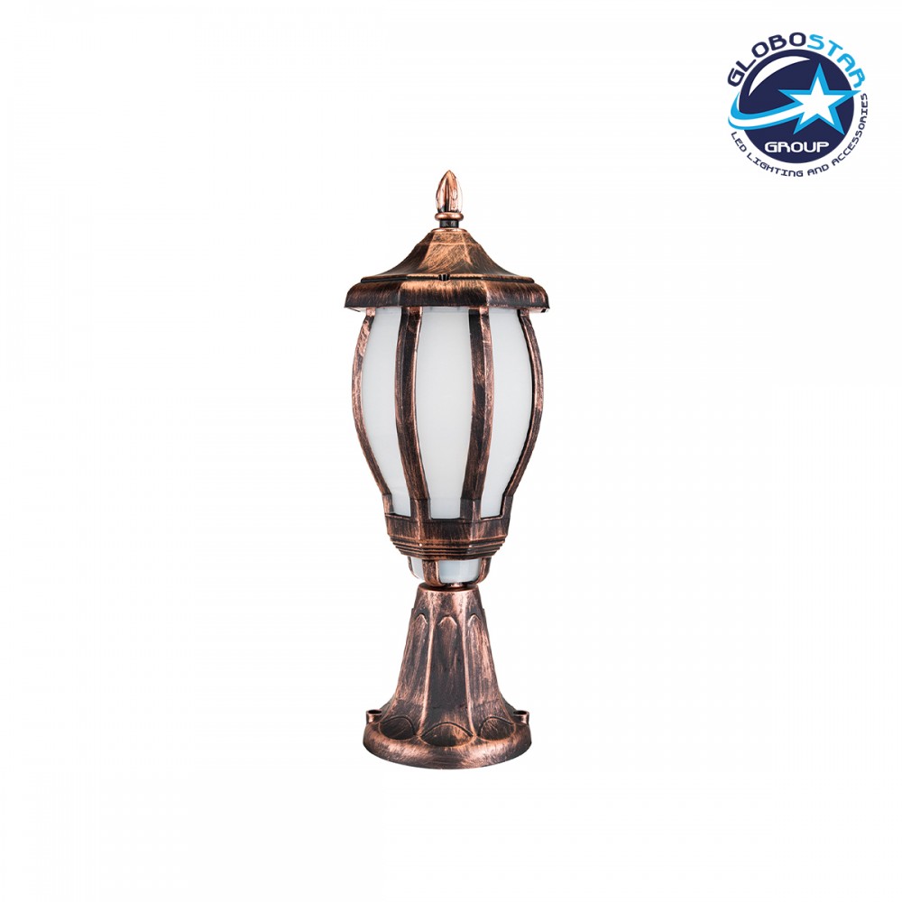 GloboStar® VERDI 203-0235 Vintage Επιδαπέδιο Φωτιστικό Φαναράκι Μονόφωτο 1 x E27 IP44 Χάλκινο Πλαστικό Σώμα - Μ17 x Π17 x Υ47cm