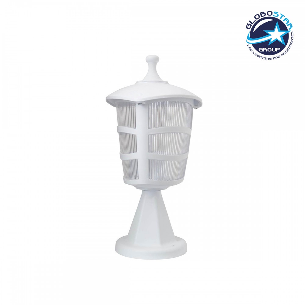 GloboStar® ZARDIN 203-0238 Vintage Επιδαπέδιο Φωτιστικό Φαναράκι Μονόφωτο 1 x E27 IP44 Λευκό Πλαστικό Σώμα - Μ17 x Π17 x Υ34cm