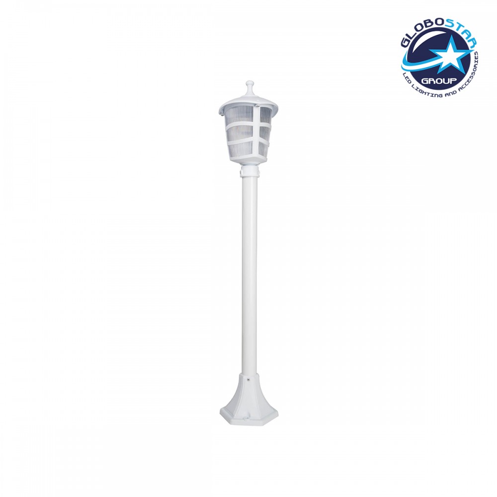 GloboStar® ZARDIN 203-0240 Vintage Επιδαπέδιο Φωτιστικό Κολωνάκι Κήπου Μονόφωτο 1 x E27 IP44 Λευκό Πλαστικό Σώμα - Μ16 x Π16 x Υ100cm