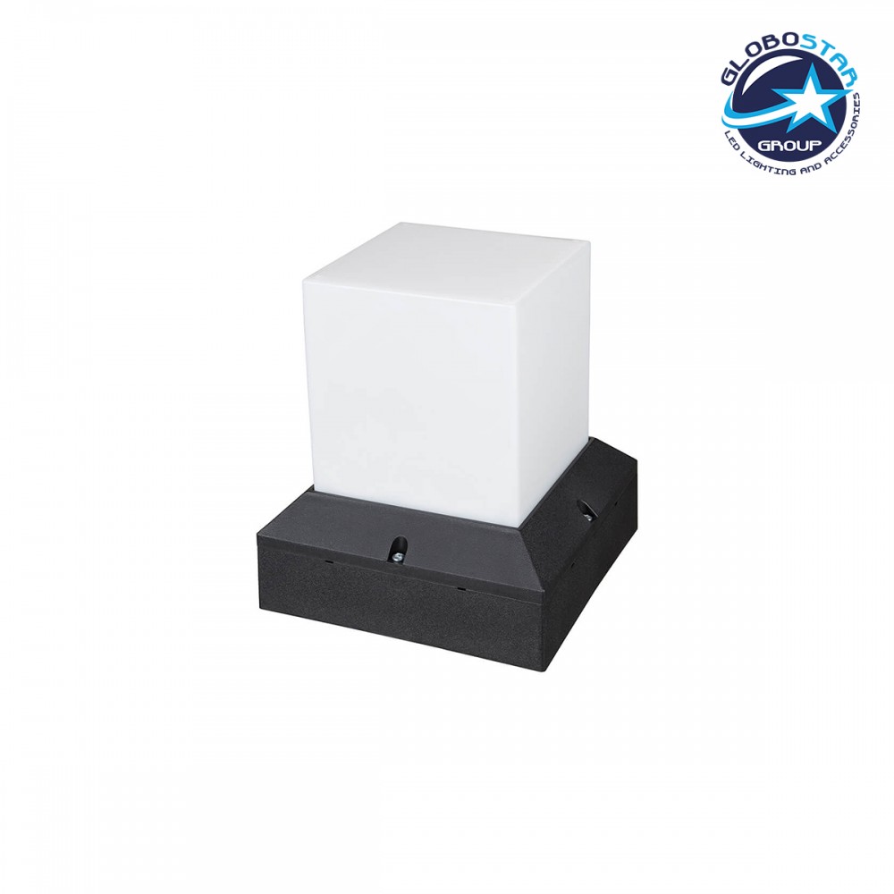 GloboStar® CUBIX 203-0245 Μοντέρνο Επιδαπέδιο Φωτιστικό Μονόφωτο 1 x E27 IP44 Μαύρο Πλαστικό Σώμα - Μ22.5 x Π22.5 x Υ25cm