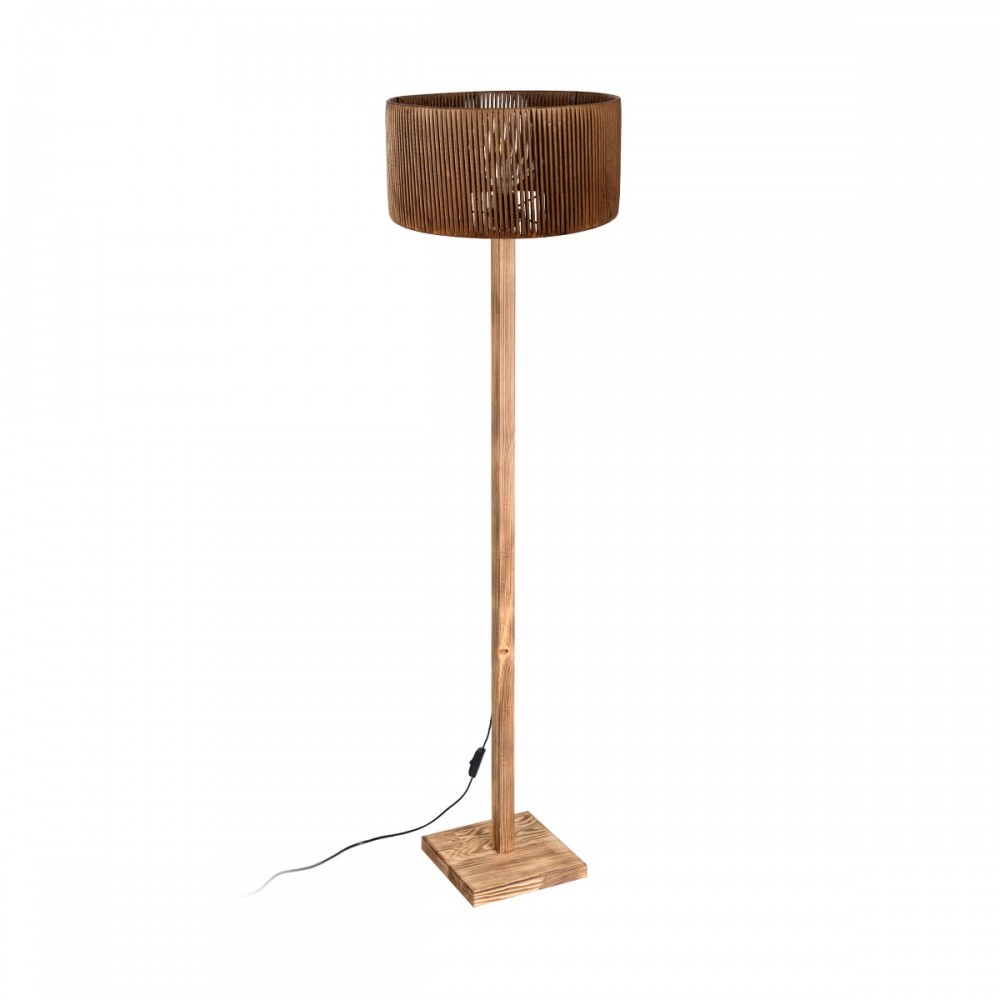 GloboStar® HOLZ 203-0252 Μοντέρνο Επιδαπέδιο Φωτιστικό Μονόφωτο 1 x E27 IP20 Μπέζ Ξύλο - Μ30 x Π30 x Y140cm