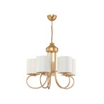 GloboStar® TRITON 203-0254 Vintage Κρεμαστό Φωτιστικό Καπέλο Πολύφωτο 5 x E27 IP20 Χρυσό Μέταλλο με Μπέζ Ύφασμα - Μ50 x Π50 x Υ48cm
