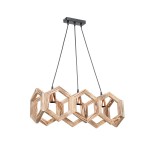 GloboStar® DRURI 203-0256 Vintage Κρεμαστό Φωτιστικό Γεωμετρικό Σχήμα Τρίφωτο 3 x E27 Μπεζ Ξύλο - Μ62 x Π19.5 x Υ24cm