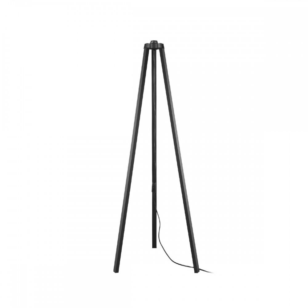 GloboStar® TRIPOD 203-0258 Μοντέρνο Επιδαπέδιο Φωτιστικό Μονόφωτο 1 x E27 IP20 Μαύρο Ξύλο - Μ38 x Π38 x Υ120cm