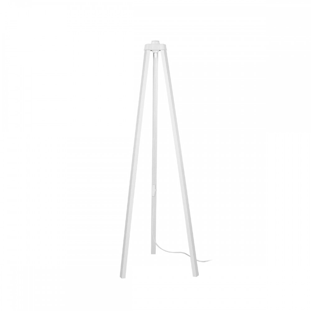GloboStar® TRIPOD 203-0259 Μοντέρνο Επιδαπέδιο Φωτιστικό Μονόφωτο 1 x E27 IP20 Λευκό Ξύλο - Μ38 x Π38 x Υ120cm