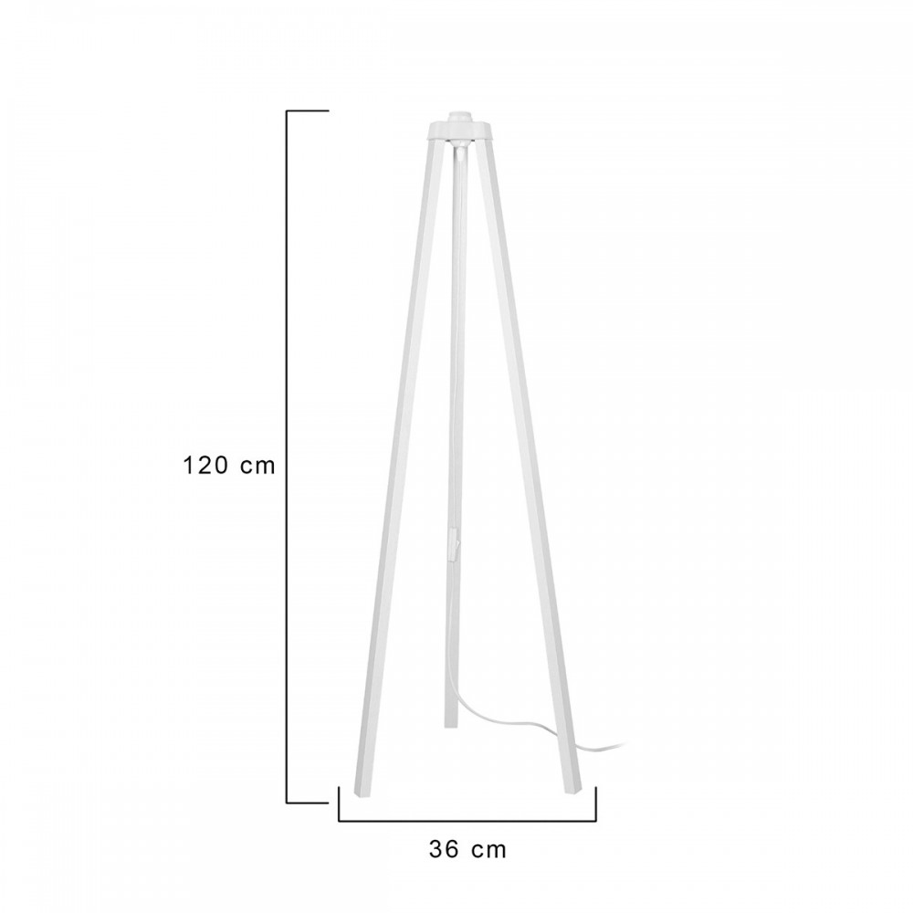 GloboStar® TRIPOD 203-0259 Μοντέρνο Επιδαπέδιο Φωτιστικό Μονόφωτο 1 x E27 IP20 Λευκό Ξύλο - Μ38 x Π38 x Υ120cm