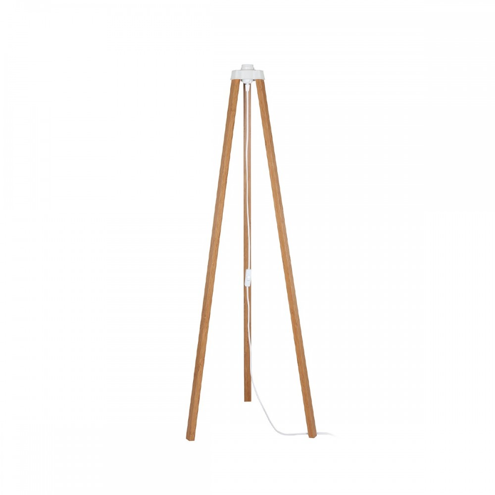 GloboStar® TRIPOD 203-0260 Μοντέρνο Επιδαπέδιο Φωτιστικό Μονόφωτο 1 x E27 IP20 Μπέζ Ξύλο - Μ38 x Π38 x Υ120cm