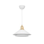 GloboStar® FERRO 203-0268 Μοντέρνο Κρεμαστό Φωτιστικό Καμπάνα Μονόφωτο 1 x E27 IP20 Λευκό & Χρυσό Πλαστικό - Μ30 x Π30 x Υ19cm