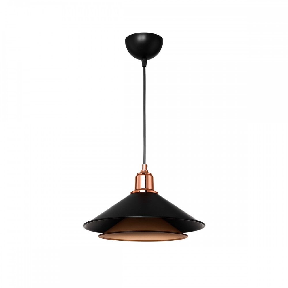 GLOBOSTAR® FERRO 203-0269 Μοντέρνο Κρεμαστό Φωτιστικό Οροφής με Ντουί 1 x E27 AC 220-240V IP20 - Μαύρο & Χάλκινο - Μ30 x Π30 x Υ19cm