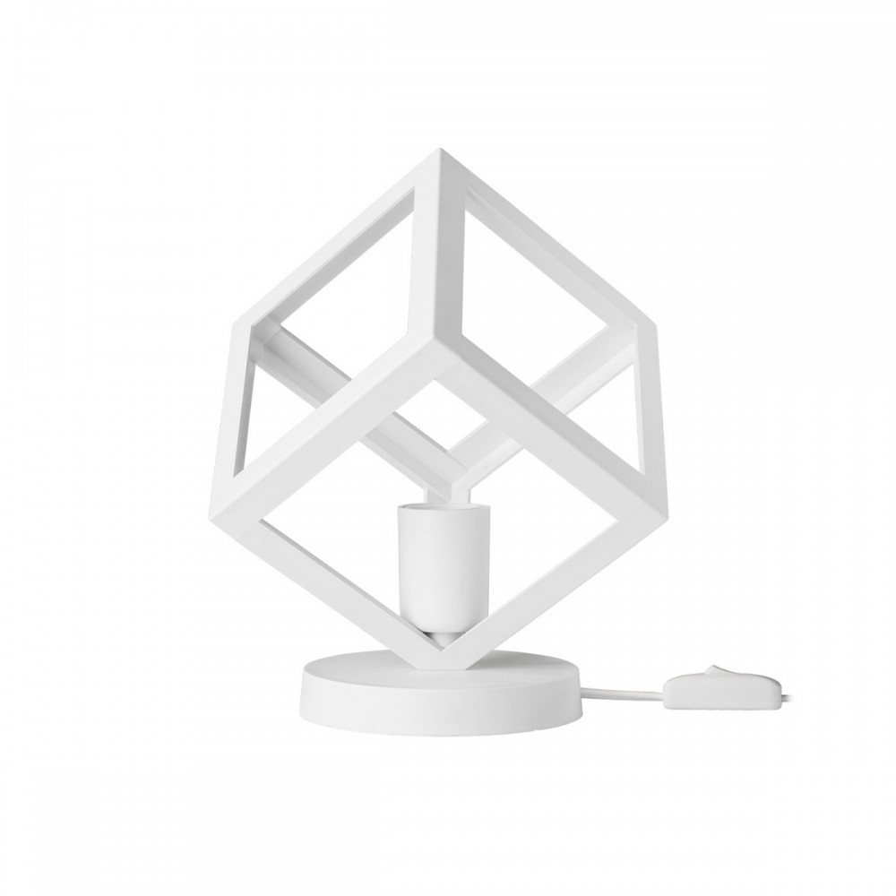 GloboStar® DISE 203-0273 Μοντέρνο Eπιτραπέζιο Φωτιστικό Μονόφωτο 1 x E27 IP20 Λευκό Πλαστικό - Μ28 x Π28 x Υ29cm