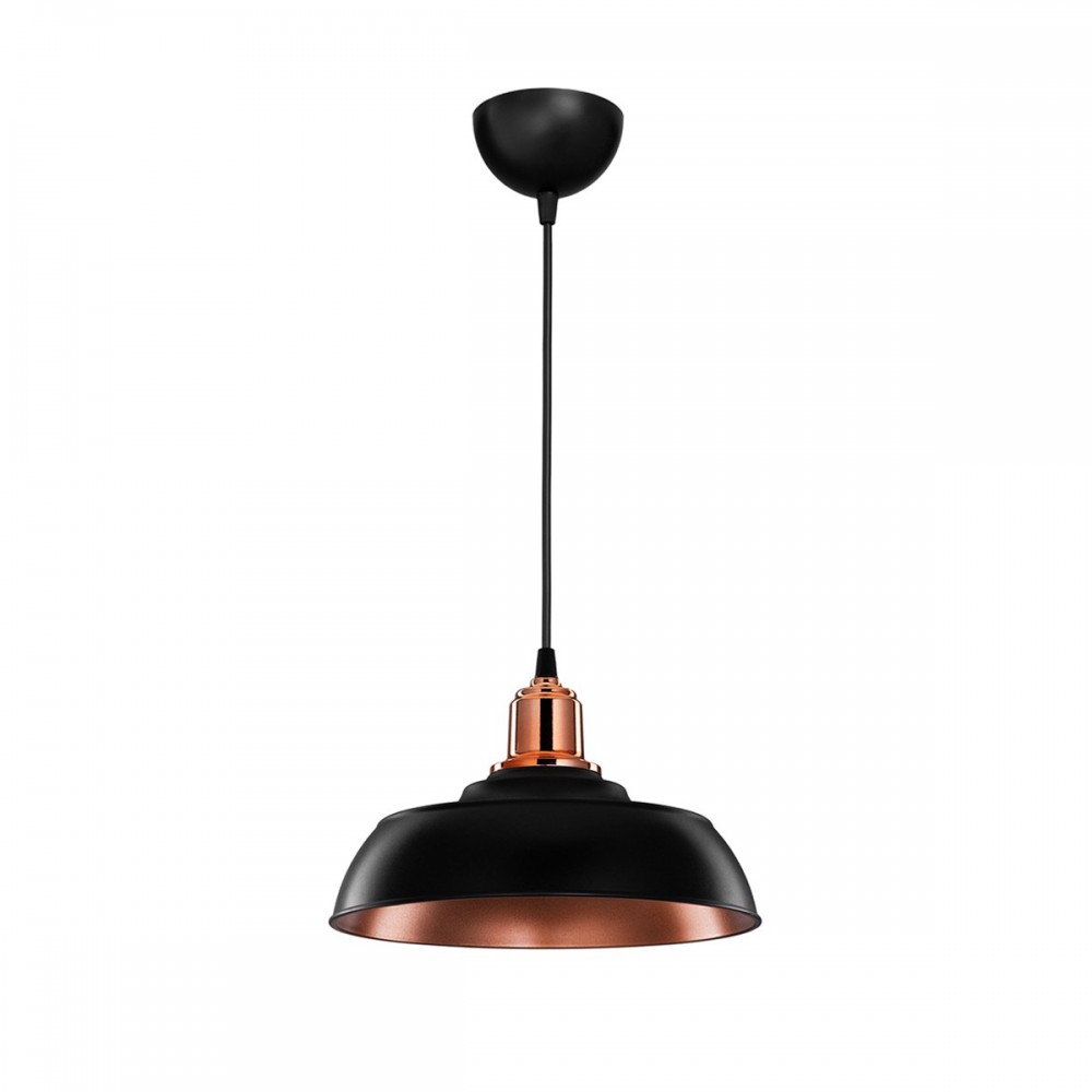 GLOBOSTAR® LOAN 203-0280 Μοντέρνο Κρεμαστό Φωτιστικό Οροφής με Ντουί 1 x E27 AC 220-240V IP20 - Μαύρο & Μπρονζέ  - Μ25.5 x Π25.5 x Υ17cm