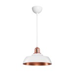 GLOBOSTAR® LOAN 203-0282 Μοντέρνο Κρεμαστό Φωτιστικό Οροφής με Ντουί 1 x E27 AC 220-240V IP20 - Λευκό & Μπρονζέ  - Μ25.5 x Π25.5 x Υ17cm