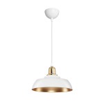 GLOBOSTAR® LOAN 203-0283 Μοντέρνο Κρεμαστό Φωτιστικό Οροφής με Ντουί 1 x E27 AC 220-240V IP20 - Λευκό & Χρυσό  - Μ25.5 x Π25.5 x Υ17cm