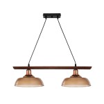 GLOBOSTAR® LOAN 203-0288 Μοντέρνο Κρεμαστό Φωτιστικό Οροφής με Ντουί 2 x E27 AC 220-240V IP20 - Καφέ & Μπρονζέ - Μ70 x Π25.5 x Υ19cm