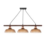 GLOBOSTAR® LOAN 203-0289 Μοντέρνο Κρεμαστό Φωτιστικό Οροφής με Ντουί 3 x E27 AC 220-240V IP20 - Καφέ & Μπρονζέ -  Μ89 x Π25.5 x Υ19cm