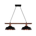 GLOBOSTAR® LOAN 203-0290 Μοντέρνο Κρεμαστό Φωτιστικό Οροφής με Ντουί 2 x E27 AC 220-240V IP20 - Μαύρο & Μπρονζέ - Μ70 x Π25.5 x Υ19cm