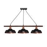 GLOBOSTAR® LOAN 203-0291 Μοντέρνο Κρεμαστό Φωτιστικό Οροφής με Ντουί 3 x E27 AC 220-240V IP20 - Μαύρο & Μπρονζέ - Μ89 x Π25.5 x Υ19cm