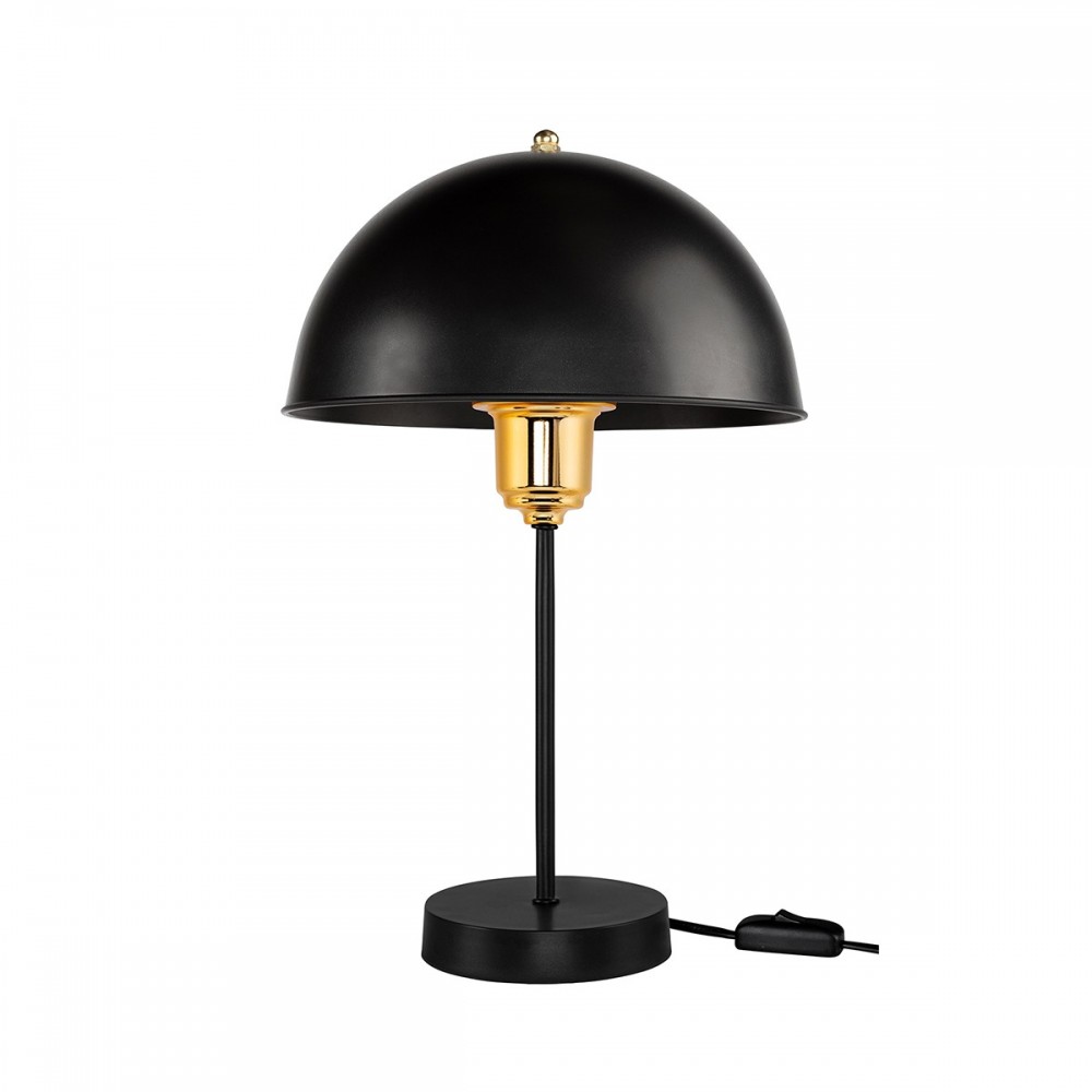 GLOBOSTAR® GAZETA 203-0298 Μοντέρνο Επιτραπέζιο Φωτιστικό Πορτατίφ με Ντουί 1 x E27 AC 220-240V IP20 - Μαύρο & Χρυσό - Μ25 x Π25 x Υ39cm