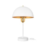 GLOBOSTAR® GAZETA 203-0302 Μοντέρνο Επιτραπέζιο Φωτιστικό Πορτατίφ με Ντουί 1 x E27 AC 220-240V IP20 - Λευκό & Χρυσό  - Μ25 x Π25 x Υ39cm