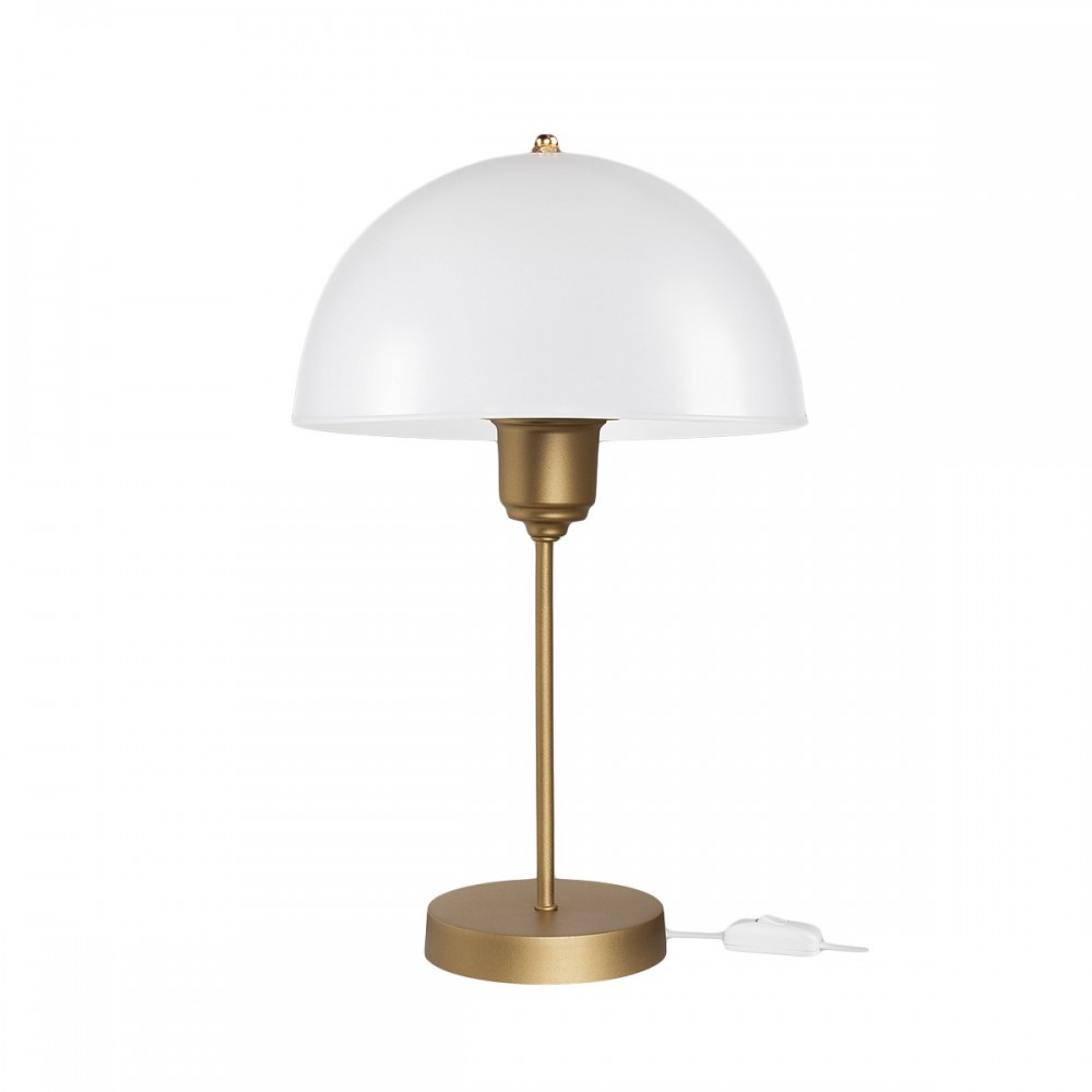 GLOBOSTAR® GAZETA 203-0304 Μοντέρνο Επιτραπέζιο Φωτιστικό Πορτατίφ με Ντουί 1 x E27 AC 220-240V IP20 - Λευκό Δίαφανο & Μπρονζέ  - Μ25 x Π25 x Υ39cm