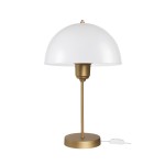 GLOBOSTAR® GAZETA 203-0304 Μοντέρνο Επιτραπέζιο Φωτιστικό Πορτατίφ με Ντουί 1 x E27 AC 220-240V IP20 - Λευκό Δίαφανο & Μπρονζέ  - Μ25 x Π25 x Υ39cm