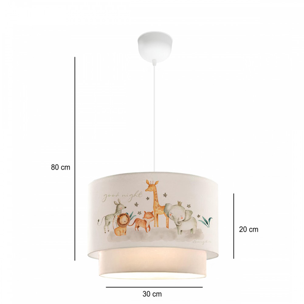 GloboStar® GIRAFFE 204-0007 Παιδικό Κρεμαστό Φωτιστικό Φιγούρα Μονόφωτο 1 x E27 IP20 Λευκό Ύφασμα - Μ30 x Π30 x Υ70cm