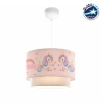 GloboStar® PONY 204-0016 Παιδικό Κρεμαστό Φωτιστικό Φιγούρα Μονόφωτο 1 x E27 IP20 Ροζ Ύφασμα - Μ30 x Π30 x Υ70cm