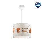 GloboStar® OWL 204-0017 Παιδικό Κρεμαστό Φωτιστικό Φιγούρα Μονόφωτο 1 x E27 IP20 Λευκό Ύφασμα - Μ28 x Π28 x Υ70cm