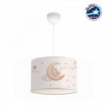 GloboStar® MOON 204-0019 Παιδικό Κρεμαστό Φωτιστικό Φιγούρα Μονόφωτο 1 x E27 IP20 Λευκό Ύφασμα - Μ28 x Π28 x Υ70cm