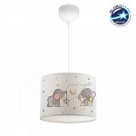 GloboStar® ELEPHANT 204-0020 Παιδικό Κρεμαστό Φωτιστικό Φιγούρα Μονόφωτο 1 x E27 IP20 Λευκό Ύφασμα - Μ24 x Π24 x Υ70cm