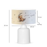 GloboStar® MOON 204-0023 Παιδικό Eπιτραπέζιο Φωτιστικό Πορτατίφ Μονόφωτο 1 x E27 IP20 Πολύχρωμο Ύφασμα με Λευκό Πλαστικό - Μ24 x Π24 x Υ32cm
