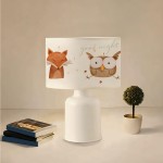 GloboStar® OWL 204-0024 Παιδικό Eπιτραπέζιο Φωτιστικό Πορτατίφ Μονόφωτο 1 x E27 IP20 Πολύχρωμο Ύφασμα με Λευκό Πλαστικό - Μ24 x Π24 x Υ32cm