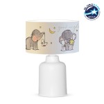 GloboStar® ELEPHANT 204-0025 Παιδικό Eπιτραπέζιο Φωτιστικό Πορτατίφ Μονόφωτο 1 x E27 IP20 Πολύχρωμο Ύφασμα με Λευκό Πλαστικό - Μ24 x Π24 x Υ32cm
