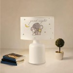 GloboStar® ELEPHANT 204-0025 Παιδικό Eπιτραπέζιο Φωτιστικό Πορτατίφ Μονόφωτο 1 x E27 IP20 Πολύχρωμο Ύφασμα με Λευκό Πλαστικό - Μ24 x Π24 x Υ32cm