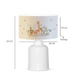 GloboStar® GIRAFFE 204-0026 Παιδικό Eπιτραπέζιο Φωτιστικό Πορτατίφ Μονόφωτο 1 x E27 IP20 Πολύχρωμο Ύφασμα με Λευκό Πλαστικό - Μ24 x Π24 x Υ32cm