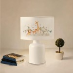 GloboStar® GIRAFFE 204-0026 Παιδικό Eπιτραπέζιο Φωτιστικό Πορτατίφ Μονόφωτο 1 x E27 IP20 Πολύχρωμο Ύφασμα με Λευκό Πλαστικό - Μ24 x Π24 x Υ32cm