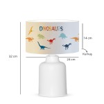 GloboStar® DINO 204-0028 Παιδικό Eπιτραπέζιο Φωτιστικό Πορτατίφ Μονόφωτο 1 x E27 IP20 Πολύχρωμο Ύφασμα με Λευκό Πλαστικό - Μ24 x Π24 x Υ32cm