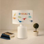 GloboStar® DINO 204-0028 Παιδικό Eπιτραπέζιο Φωτιστικό Πορτατίφ Μονόφωτο 1 x E27 IP20 Πολύχρωμο Ύφασμα με Λευκό Πλαστικό - Μ24 x Π24 x Υ32cm