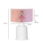 GloboStar® BALLERINA 204-0029 Παιδικό Eπιτραπέζιο Φωτιστικό Πορτατίφ Μονόφωτο 1 x E27 IP20 Πολύχρωμο Ύφασμα με Λευκό Πλαστικό - Μ24 x Π24 x Υ32cm