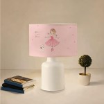 GloboStar® BALLERINA 204-0029 Παιδικό Eπιτραπέζιο Φωτιστικό Πορτατίφ Μονόφωτο 1 x E27 IP20 Πολύχρωμο Ύφασμα με Λευκό Πλαστικό - Μ24 x Π24 x Υ32cm