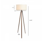 GloboStar® SAGA 204-0031 Μοντέρνο Eπιδαπέδιο Φωτιστικό Μονόφωτο 1 x E27 IP20 Καρυδί Ξύλο με Μπεζ Ύφασμα - Μ38 x Π38 x Υ140cm