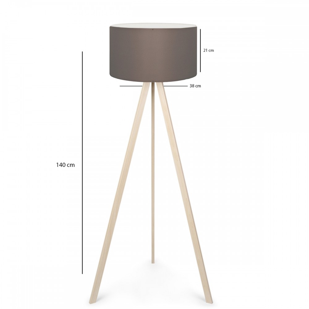 GloboStar® SAGA 204-0044 Μοντέρνο Eπιδαπέδιο Φωτιστικό Μονόφωτο 1 x E27 IP20 Μπεζ Ξύλο με Γκρι Ύφασμα - Μ38 x Π38 x Υ140cm