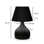 GloboStar® PYRAMID 204-0058 Μοντέρνο Eπιτραπέζιο Φωτιστικό Πορτατίφ Μονόφωτο 1 x E27 IP20 Μαύρο Μέταλλο με Μαύρο Ύφασμα - Μ22 x Π22 x Υ30cm