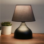 GloboStar® MICKEY 204-0059 Μοντέρνο Eπιτραπέζιο Φωτιστικό Πορτατίφ Μονόφωτο 1 x E27 IP20 Μαύρο Μέταλλο με Μαύρο Ύφασμα - Μ22 x Π22 x Υ30cm