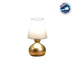 GloboStar® SWEET 204-0061 Μοντέρνο Eπιτραπέζιο Φωτιστικό Πορτατίφ Μονόφωτο 1 x E27 IP20 Χρυσό Μέταλλο με Μπεζ Ύφασμα - Μ13 x Π13 x Υ25cm