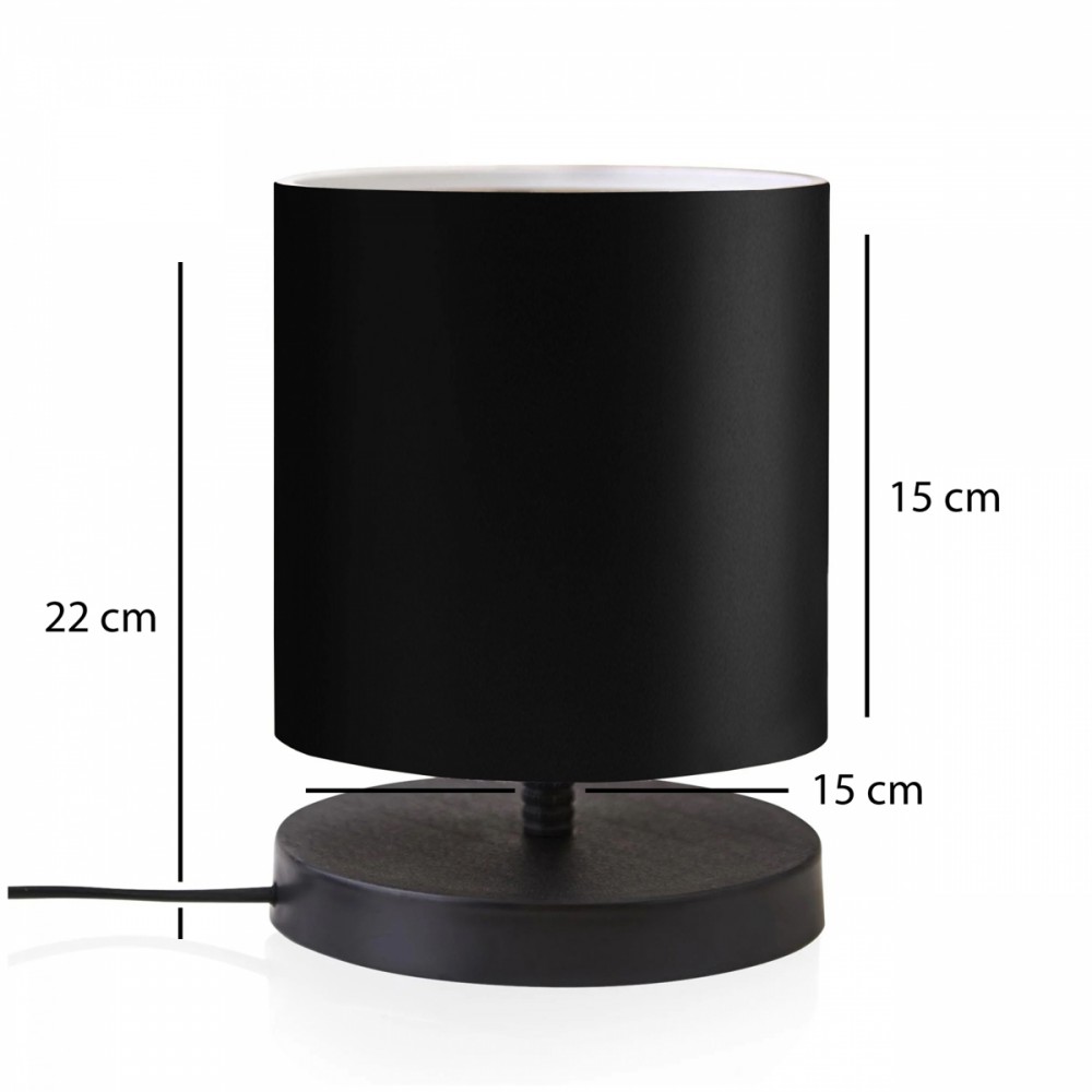 GloboStar® MINNIE 204-0063 Μοντέρνο Eπιτραπέζιο Φωτιστικό Πορτατίφ Μονόφωτο 1 x E27 IP20 Μαύρο Ξύλο με Μαύρο Ύφασμα - Μ15 x Π15 x Υ22cm