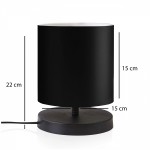 GloboStar® MINNIE 204-0063 Μοντέρνο Eπιτραπέζιο Φωτιστικό Πορτατίφ Μονόφωτο 1 x E27 IP20 Μαύρο Ξύλο με Μαύρο Ύφασμα - Μ15 x Π15 x Υ22cm