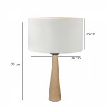 GloboStar® COBRA 204-0066 Μοντέρνο Eπιτραπέζιο Φωτιστικό Πορτατίφ Μονόφωτο 1 x E27 IP20 Μπεζ Ξύλο με Λευκό Ύφασμα - Μ24 x Π24 x Υ38cm