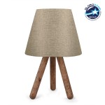 GloboStar® CAP 204-0067 Μοντέρνο Eπιτραπέζιο Φωτιστικό Πορτατίφ Μονόφωτο 1 x E27 IP20 Καρυδί Ξύλο με Μπεζ Ύφασμα - Μ22 x Π22 x Υ33cm