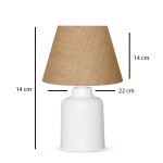 GloboStar® CIA 204-0082 Μοντέρνο Eπιτραπέζιο Φωτιστικό Πορτατίφ Μονόφωτο 1 x E27 IP20 Λευκό Πλαστικό με Μπεζ Ύφασμα - Μ24 x Π24 x Υ31cm